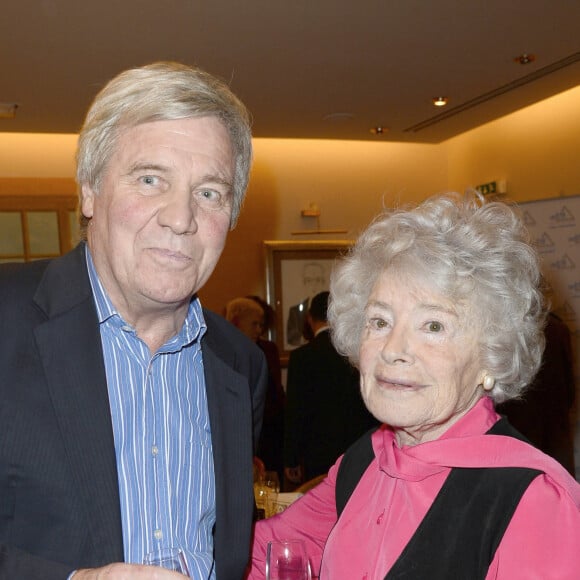 Bruno Masure et Claude Sarraute - Dîner du comité d'honneur de l'Association pour le Droit de Mourir dans la Dignité (ADMD) organisé par Jean-Luc Romero-Michel au Restaurant "Chez Françoise" à Paris le 4 mars 2014.