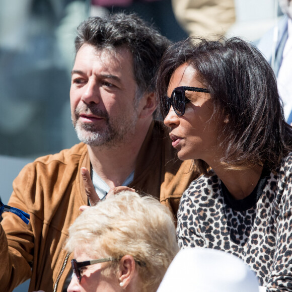 Stéphane Plaza et Karine Le Marchand - Célébrités dans les tribunes des internationaux de France de tennis de Roland Garros à Paris, France, le 8 juin 2019. © Jacovides / Moreau/Bestimage