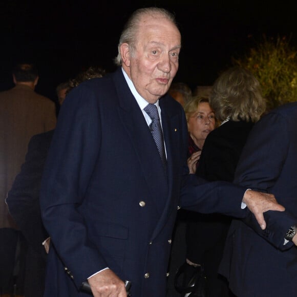 Le roi Juan Carlos d'Espagne à son arrivée aux obsèques de l'homme d'affaires mexicain Placido Arango à Madrid.