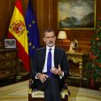 Le roi Felipe VI d'Espagne lors de son traditionnel discours de Noël du Palais Zarzuela à Madrid le 24 décembre 2020