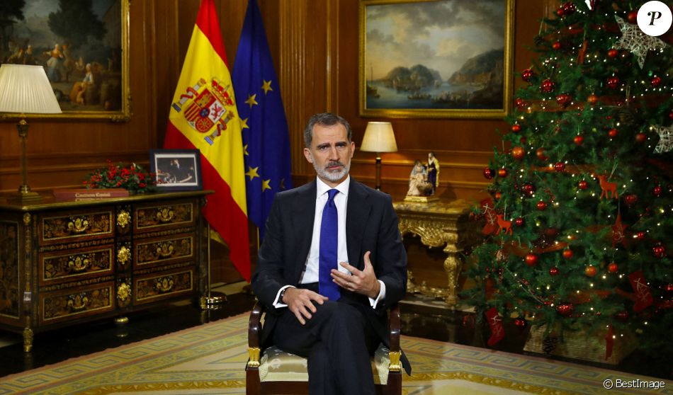 Le roi Felipe VI d'Espagne lors de son traditionnel discours de Noël du ...