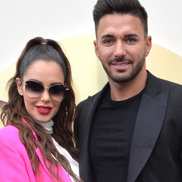 Nabilla Benattia (enceinte) et son mari Thomas Vergara - Nabilla Benattia présente sa collaboration pour les lunettes Quay Australia sur la plage Magnun lors du 72ème Festival International du Film de Cannes. ©Veeren / Bestimage 