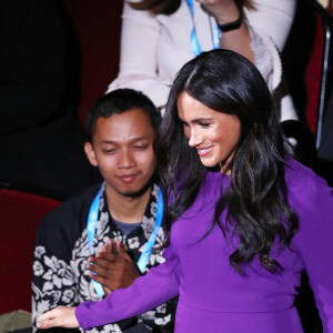 Meghan Markle, duchesse de Sussex, arrive à l'ouverture du sommet One Young au Royal Albert Hall à Londres le 22 octobre 2019. 