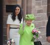 Meghan Markle, duchesse de Sussex, effectue son premier déplacement officiel avec la reine Elisabeth II d'Angleterre, lors de leur visite à Chester. 