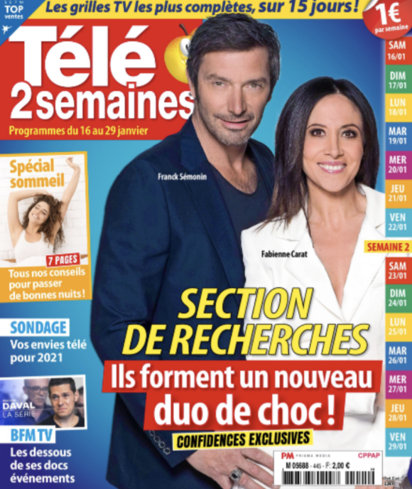 Fabienne Carat et Franck Sémonin font la couverture du dernier numéro de Télé 2 semaines