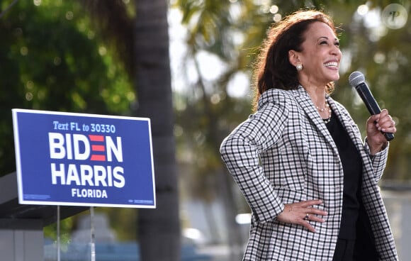 Kamala Harris prend la parole à Palm Beach lors de la campagne pour l'élection américaine, en novembre 2020. Photo by Paul Hennessy / SOPA Images/SPUS/ABACAPRESS.COM