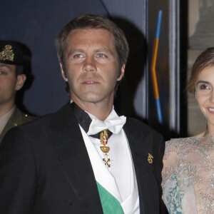 Le prince Emmanuel Philibert de Savoie et la princesse Clotilde de Savoie (Clotilde Courau) - Arrivée des invités au diner de gala organisé au Palais Grand-Ducal, à l'occasion du mariage du prince Guillaume de Luxembourg et la comtesse Stephanie de Lannoy à Luxembourg, le 19 octobre 2012. 