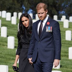 Le prince Harry et Meghan Markle lors d'une visite privée du cimetière national de Los Angeles. Photo by Lee Morgan/PA Photos