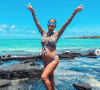 Christina Milian, enceinte et en vacances à l'île Maurice. Décembre 2020.
