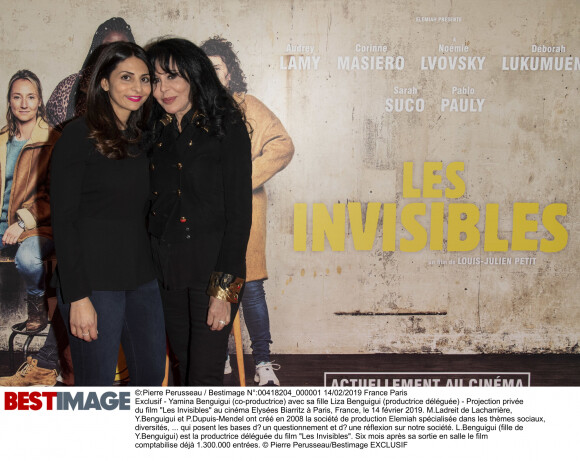 Exclusif - Yamina Benguigui (co-productrice) avec sa fille Liza Benguigui (productrice déléguée) - Projection privée du film "Les Invisibles" au cinéma Elysées Biarritz à Paris, France, le 14 février 2019. © Pierre Perusseau/Bestimage