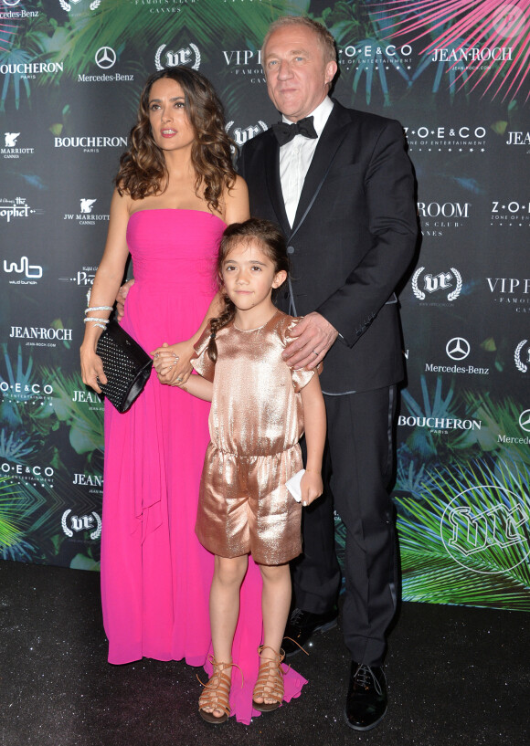 Salma Hayek avec son mari François-Henri Pinault et leur fille Valentina - Soirée 'Libanaise' en l'honneur de la présentation du film "Le Prophète" produit par Salma Hayek à Cannes, le 17 mai 2014