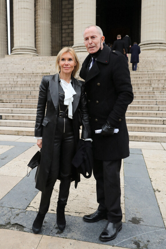 Jean-Claude Jitrois et Axelle Marine - Arrivées à la messe anniversaire à la mémoire de Pierre Cardin en l'église de La Madeleine à Paris. Le 29 janvier 2021