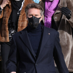 Le prince Emmanuel-Philibert de Savoie - Sorties de la messe anniversaire à la mémoire de Pierre Cardin en l'église de La Madeleine à Paris. Le 29 janvier 2021