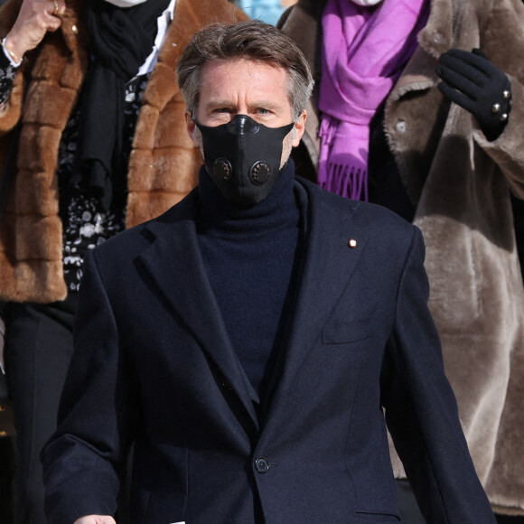 Le prince Emmanuel-Philibert de Savoie - Sorties de la messe anniversaire à la mémoire de Pierre Cardin en l'église de La Madeleine à Paris. Le 29 janvier 2021