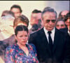 Catherine Allégret et Yves Montand à l'enterrement de Simone Signoret au cimetière du Père Lachaise à Paris, en 1985.