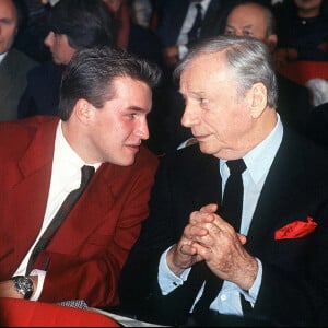 Benjamin Castaldi et son grand-père Yves Montand à Paris en 90.