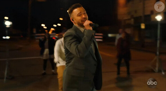 Justin Timberlake et Ant Clemons interprètent le tube "Better Days" à Memphis dans l'émission "Celebrating America" à l'occasion de l'investiture du nouveau président des Etats-Unis, Joe Biden, le 20 janvier 2021.