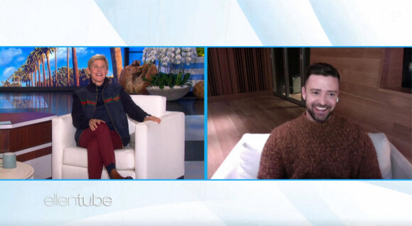 Justin Timberlake se confie sur la naissance de son 2e enfant, un petit garçon prénommé Phineas, lors de l'émission "The Ellen Show", le 18 janvier 2021.