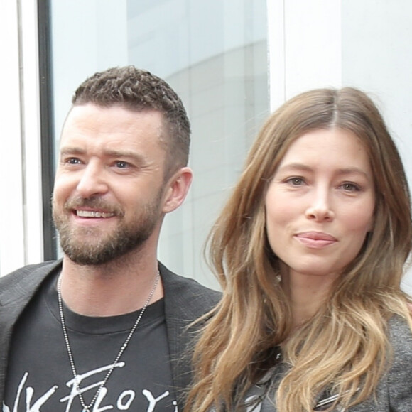 Justin Timberlake et sa femme Jessica Biel - Les membres du groupe NSYNC reçoivent leur étoile sur le Walk of Fame à Hollywood. Le 30 avril 2018.