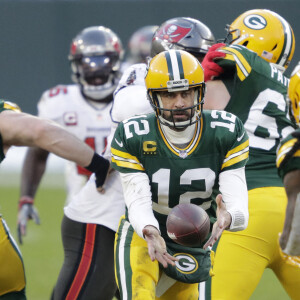 Aaron Rodgers (n°12) lors du match Green Bay Packers - Tampa Bay Buccaneers. Le 24 janvier 2021.