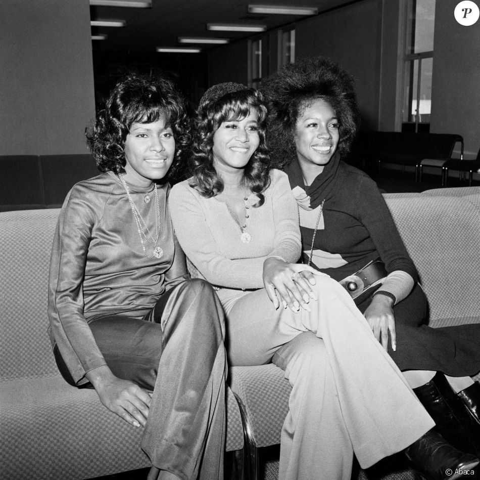 Jean Terrell, Cindy Birdsong et Mary Wilson du groupe The Supremes, à Londres en novembre 1971.