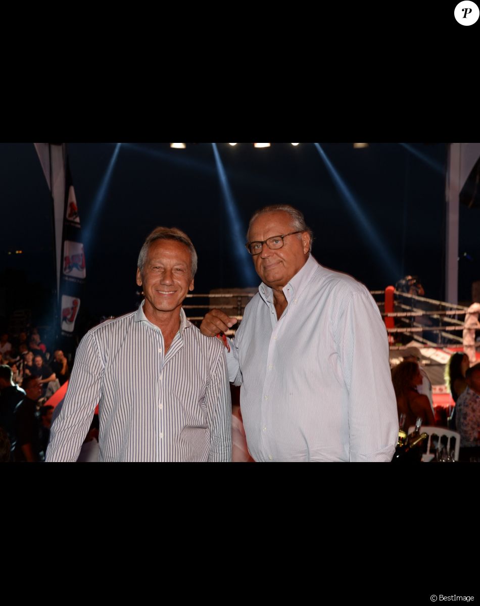 Daniel Moyne et Gérard Louvin à la 3ème édition de la "Fight Night" à Saint-Tropez. Les plus grands noms de la Boxe Thaï et du Kick-Boxing mondiaux se sont affrontés sur le ring, au milieu de La Citadelle.