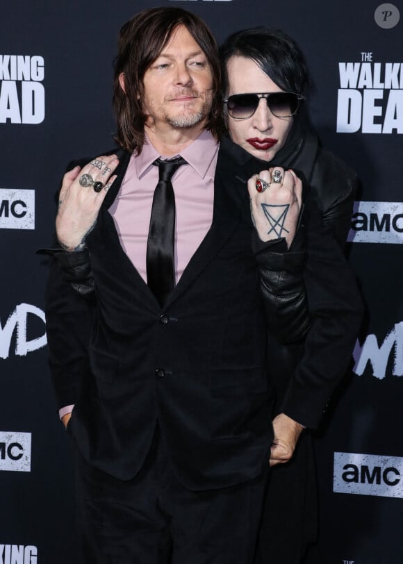 Norman Reedus, Marilyn Manson - Projection de la saison 10 de "The Walking Dead" au théâtre TCL Chinese dans le quartier de Hollywood à Los Angeles, le 23 septembre 2019.