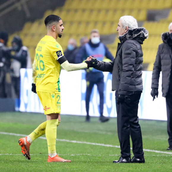 Raymond Domenech et Imran Louza lors du match de football Nantes - Rennes en Ligue 1 Uber Eats à Nantes, le 6 janvier 2021. © Romain Perrocheau/Panoramic/Bestimage