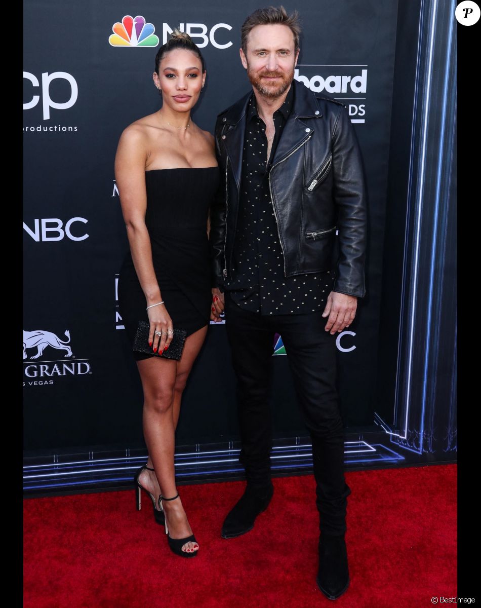David Guetta et sa compagne Jessica Ledon - People à la soirée des "Billboard Music Awards 2019" au MGM Grand Garden Arena à Las Vegas. Le 1er mai 2019.