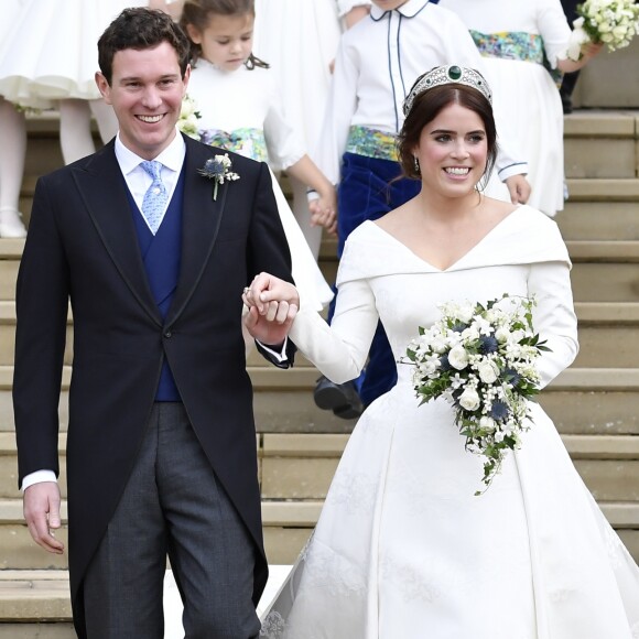 Sorties après la cérémonie de mariage de la princesse Eugenie d'York et Jack Brooksbank en la chapelle Saint-George au château de Windsor.