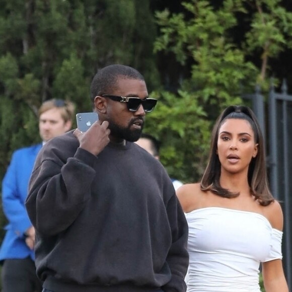 Exclusif - Kim Kardashian et son mari Kanye West arrivent à un diner privé au restaurant Crustacean à Beverly Hills, Los Angeles, le 30 juin 2019