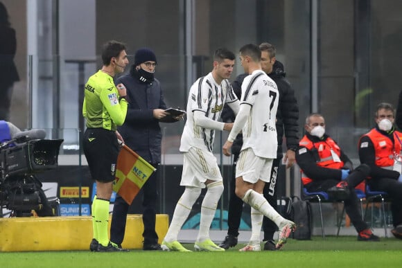 Alvaro Morata et Cristiano Ronaldo lors du match Inter Milan - Juventus Turin, le 2 février 2021.