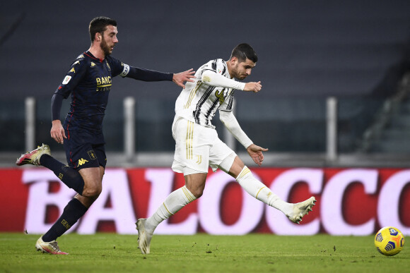 Alvaro Morata lors du match de coupe d'Italie Juventus contre Gênes (3-2) à Turin le 13 janvier 2021. Nicolo' Campo/Image Sport / Panoramic / Bestimage