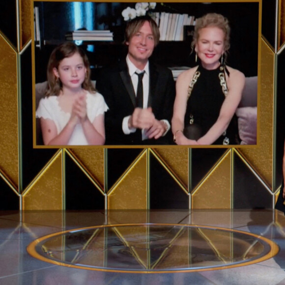 Nicole Kidman, son mari Keith Urban et leur fille Faith - Captures d'écran - 78ème cérémonie des Golden Globes au Beverly Hilton Hotel à Los Angeles et New York le 28 février 2021. © NBC via ZUMA Wire / Bestimage