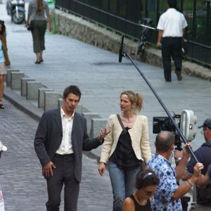 Julie Delpy et Ethan Hawke en tournage à Paris.