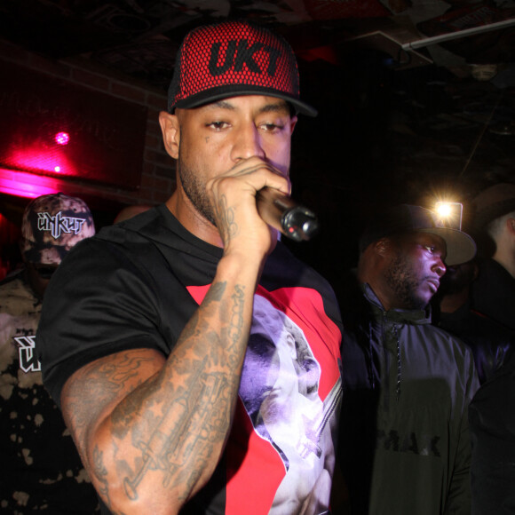 Le rappeur Booba en concert pour la promotion de son D.U.C Whisky au Hobo club à Paris, France, le 22 octobre 2017. © Phiilippe Baldini/Bestimage