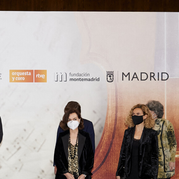 Le roi Felipe VI d'Espagne, la reine Letizia lors du 19ème concert "In Memoriam" en hommage aux victimes du terrorisme à l'auditorium national à Madrid le 10 mars 2021.