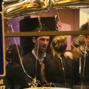 Novak Djokovic fête sa victoire à l'Open d'Australie dans son restaurant à Belgrade. Le 19 février 2020.