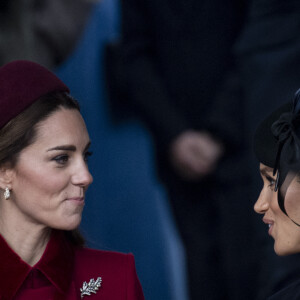 Catherine Kate Middleton, la duchesse de Cambridge et Meghan Markle, la duchesse de Sussex enceinte - La famille royale britannique se rend à la messe de Noël à l'église Sainte-Marie-Madeleine à Sandringham, le 25 décembre 2018.