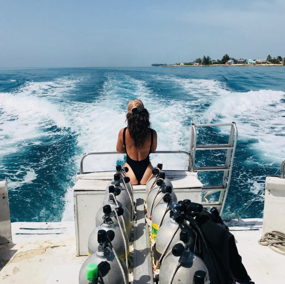 Camille Lellouche en vacances aux Bahamas en août 2018.