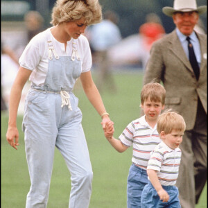 Diana avec ses fils Harry et William en 1987.