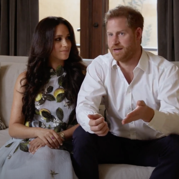 Meghan Markle, enceinte de son deuxième enfant, et son mari le prince Harry, s'expriment dans le Spotify Stream On du 22 février 2021.