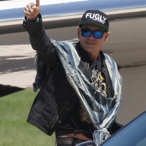 Exclusif - Johnny Depp arrive en jet privé à Bethlehem en Pennsylvanie. Le 21 mai 2018