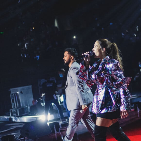 Exclusif - Slimane et Vitaa à l'enregistrement de l'émission "Tous ensemble pour la musique" pour la fête de la musique 2020 à l'AccorHotels Arena à Paris le 18 juin 2020. © Cyril Moreau / Veeren Ramsamy / Bestimage