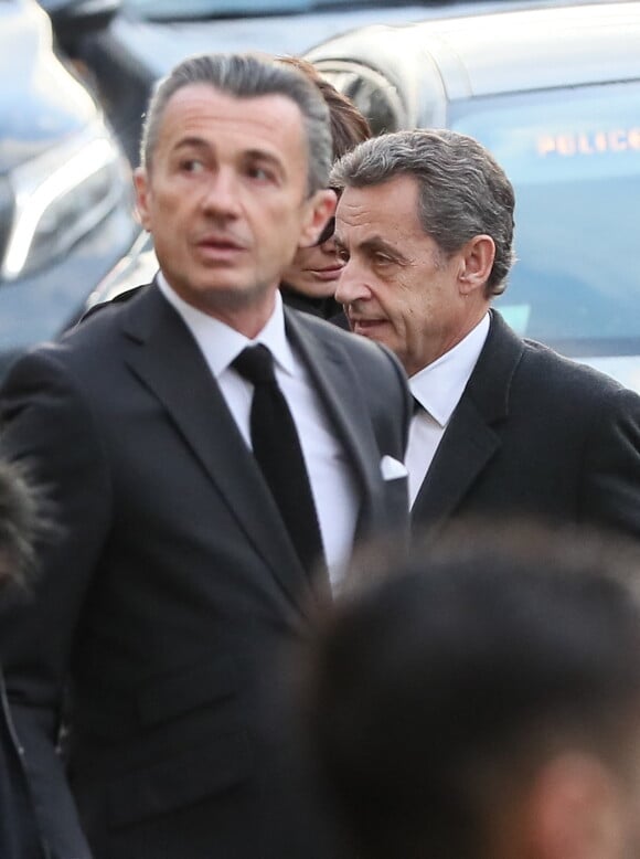 François Sarkozy et son frère Nicolas Sarkozy - Obsèques de Andrée Sarkozy (mère de N.Sarkozy), dite Dadue née Andrée Mallah, en l'église Saint-Jean-Baptiste à Neuilly-Sur-Seine.