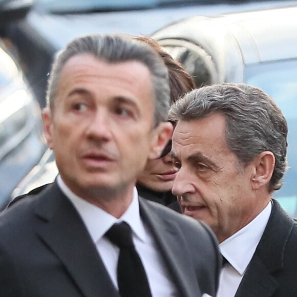 François Sarkozy et son frère Nicolas Sarkozy - Obsèques de Andrée Sarkozy (mère de N.Sarkozy), dite Dadue née Andrée Mallah, en l'église Saint-Jean-Baptiste à Neuilly-Sur-Seine.