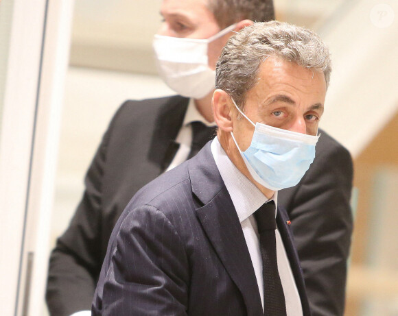Nicolas Sarkozy - Arrivées au dernier jour des plaidoiries du procès des "écoutes téléphoniques" (affaire Bismuth) au Tribunal de Paris. Le 10 décembre 2020 © Panoramic / Bestimage
