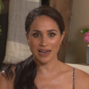 Meghan Markle, duchesse de Sussex en visioconférence avec le magazine Fortune, le 14 octobre 2020.