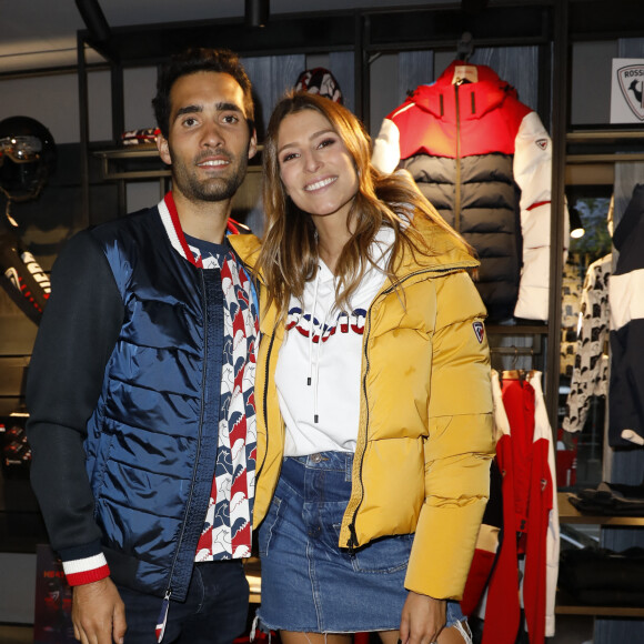 Exclusif - Martin Fourcade (Biathlète) et Laury Thilleman (Miss France 2011), les ambassadeurs de la technologie Covershield pour la présentation de la collection Rossignol Automne/Hiver 2019-2020 au Rossignol Store à Paris, France, le 3 octobre 2019. © Marc Ausset-Lacroix/Bestimage