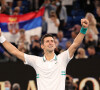 Novak Djokovic remporte l'Open d'Australie, en dominant, 7-5, 6-2, 6-2, le russe D.Medvedev en finale, à Melbourne, Australie, le 21 février 2021. © CSM/Zuma Press/Bestimage
